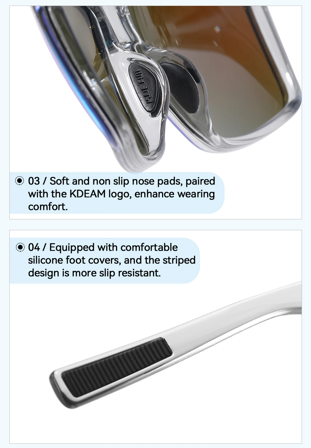 KDEAM Übergroße Herren-Sonnenbrille, polarisiert, TR90, große Sonnenbrille, Breite 160 mm, Schutzhülle im Lieferumfang enthalten, KD0737 MAX – Detail 8