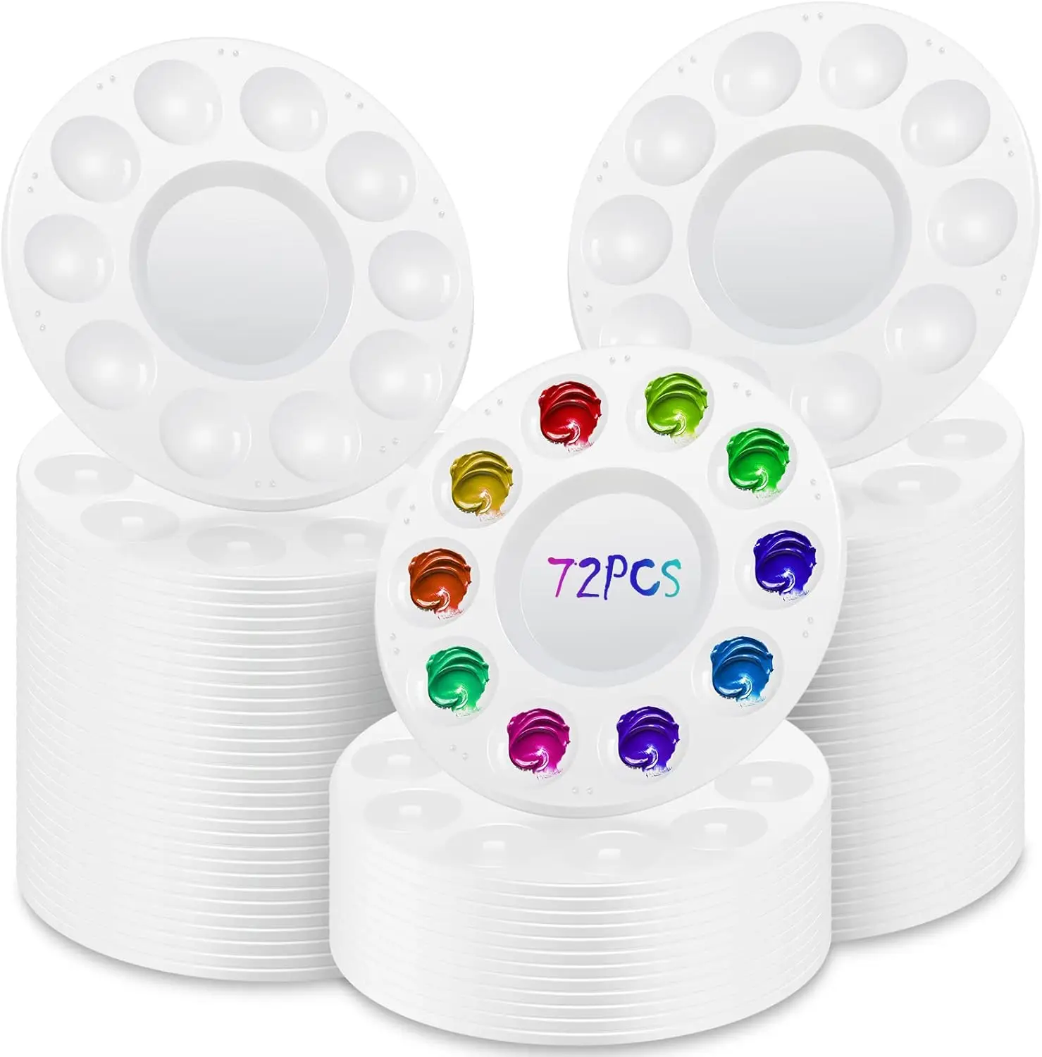 

Набор пластиковых круглых палитр для красок оптом: для акварели, детского творчества, взрослых, студентов, школы, рукоделия и DIY-проектов