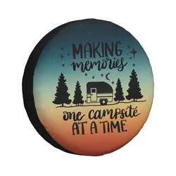 Custom Happy Camping Adventure Camper Spare Tire Cover for Mitsubishi Pajero 4WD 4x4 SUV Car Wheel Protector 14
