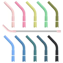 20pcs 8mm Silicone Straw Tips With Cleaning Brush For Metal Straws Replacement Flex Elbow Straw Covers For Stanley Cup Tumbler