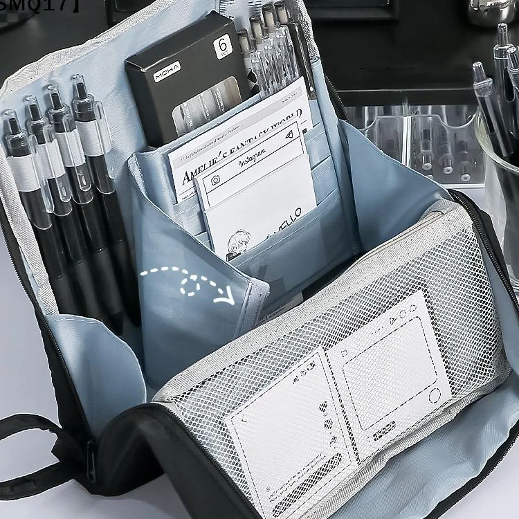 High Looking Large Capacity Pencil Case Simple Stationery Box Student Stationery Bag Storage Bag Office Stationery Supplies【SMQ】