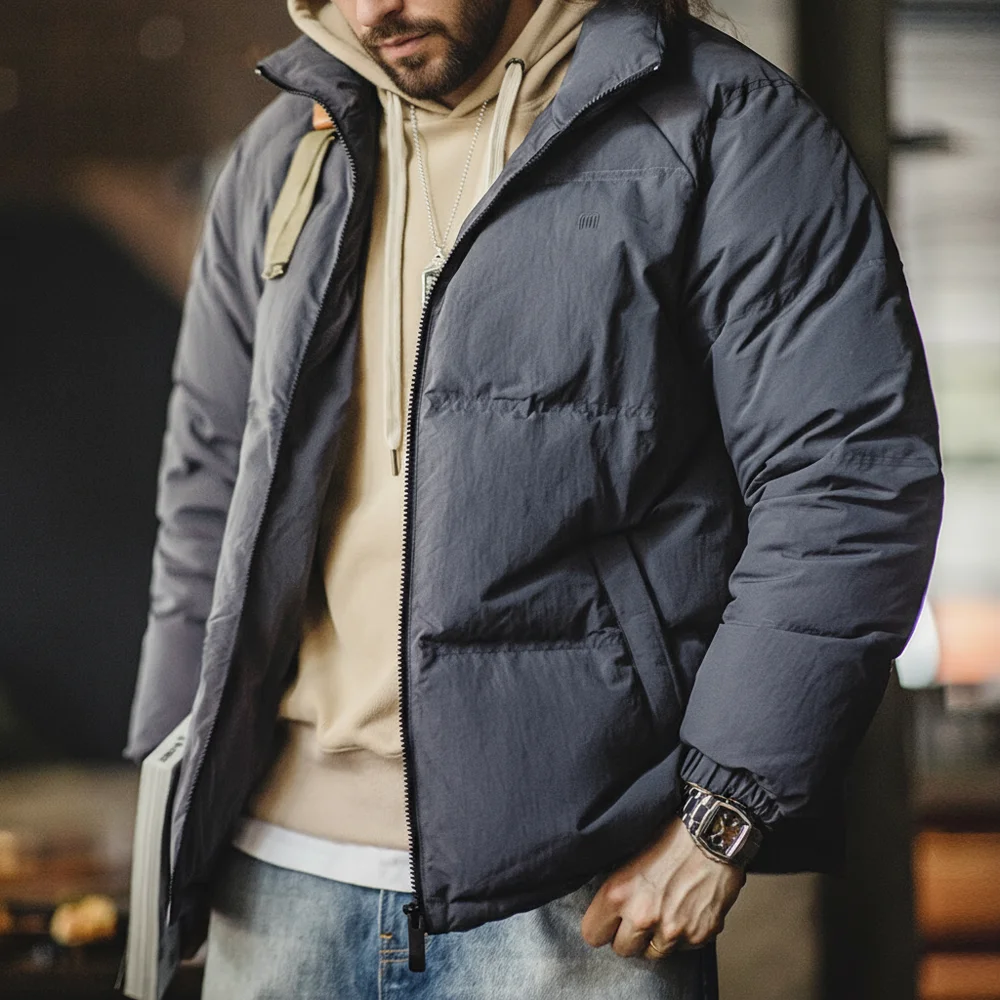 Maden Winter Stand-up Collar Down Jacket for Men White Duck Down Filling Outdoor 4-Grade Waterproof Coat Thickened Warm Jacket