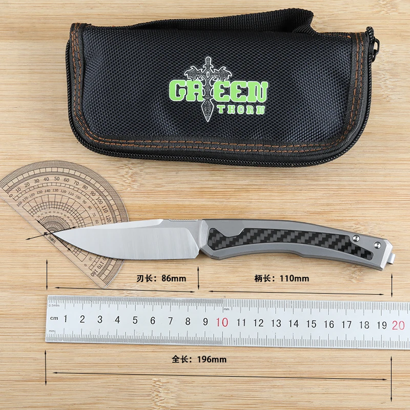 

Green Thorn，0556 Folding Knife TC4 Titanium Alloy Handle VG10 Blade Outdoor Portable Camping Fruit Practical EDC Tool