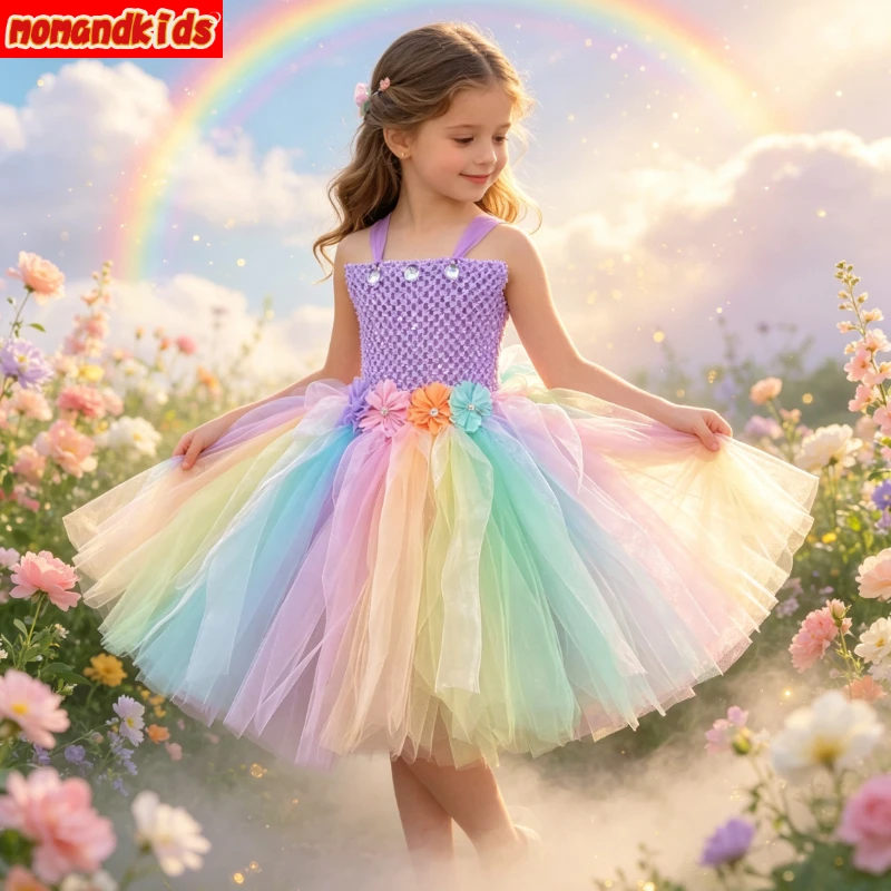 Dual-Layer Pastel Lined Mesh Outfit Dreamy Fairy Princess Voluminous Skirt for Talent Show Wedding Party Carnival Fancy Costume