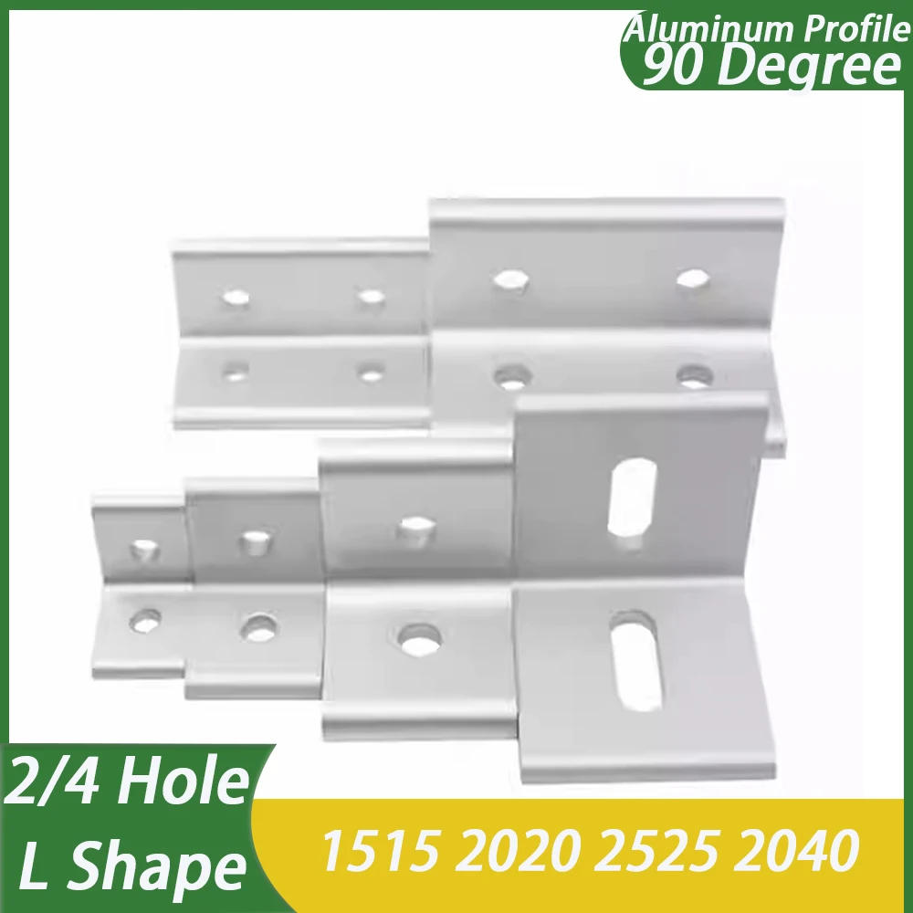1Pcs 2/4 Hole L Shape Inside Corner Bracket 90 Degree Angle Corner Bracket Connector 1515 2020 2525 2040 4545 Aluminum Profile