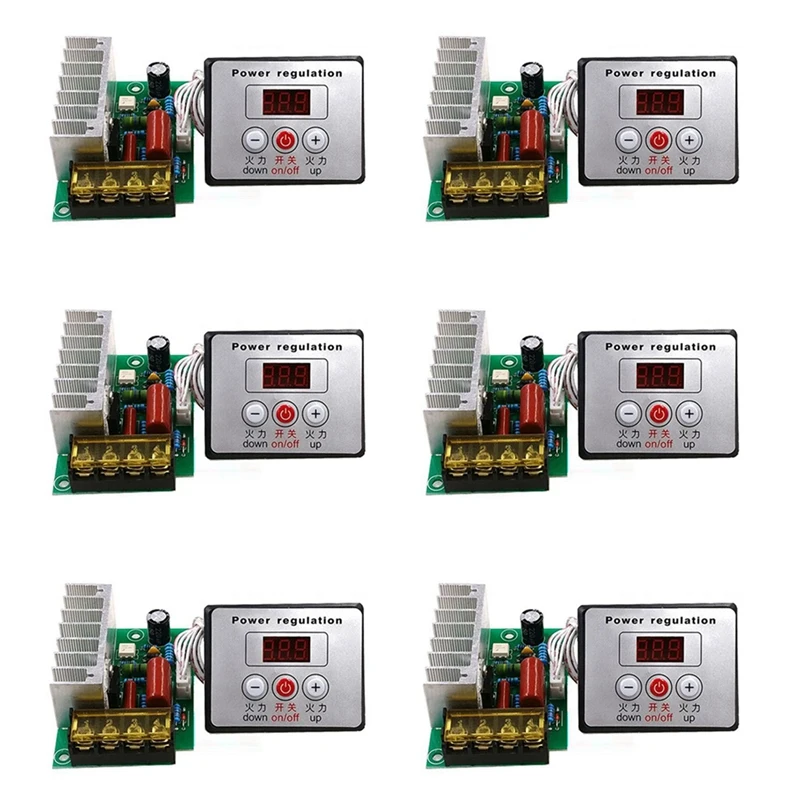 6X 4000W AC SCR Voltage Regulator Dimmer Electric Motor Speed Temperature Controller For Water Heater Motors With Switch