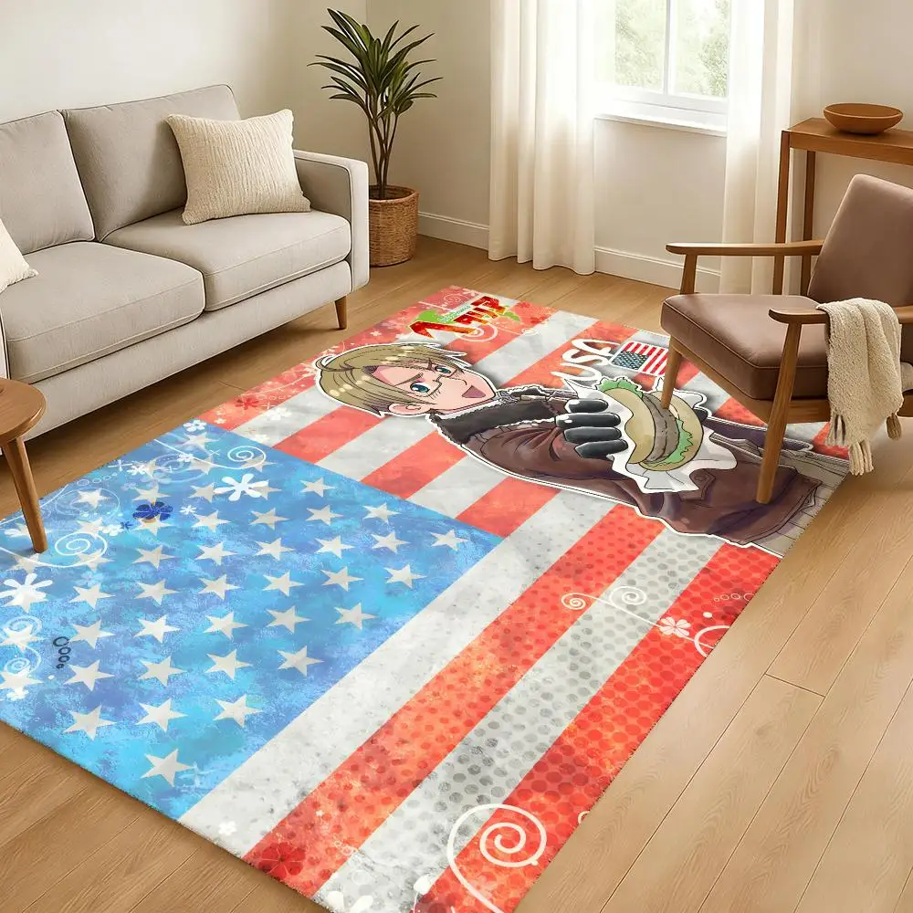 Cartoon Hetalia Axis Floor Mat Soft Thickened Absorbent Non-Slip Bedroom Living Room Door Mat Home Decor Flannel Rugs