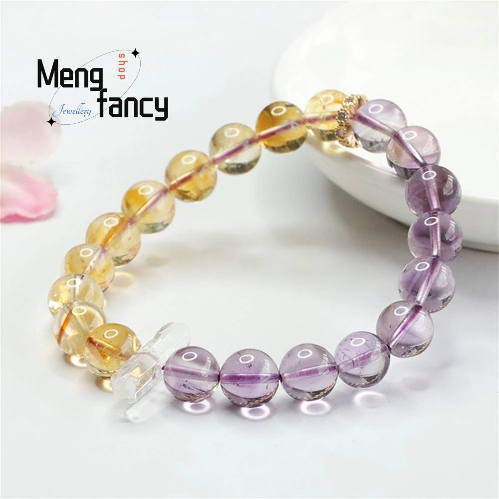 Amethyst alami Citrine bulat manik elegan gelang indah berwarna harta karun sederhana kelas tinggi Fashion perhiasan hadiah liburan