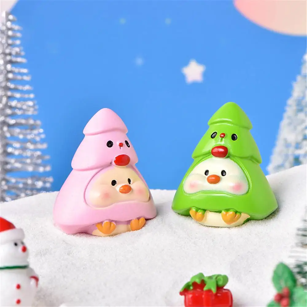 

Christmas Cartoon Animals Pig Snowman Christmas Tree Cute Duck Micro Landscape Christmas Tree Snow Scene Ornaments Accessories