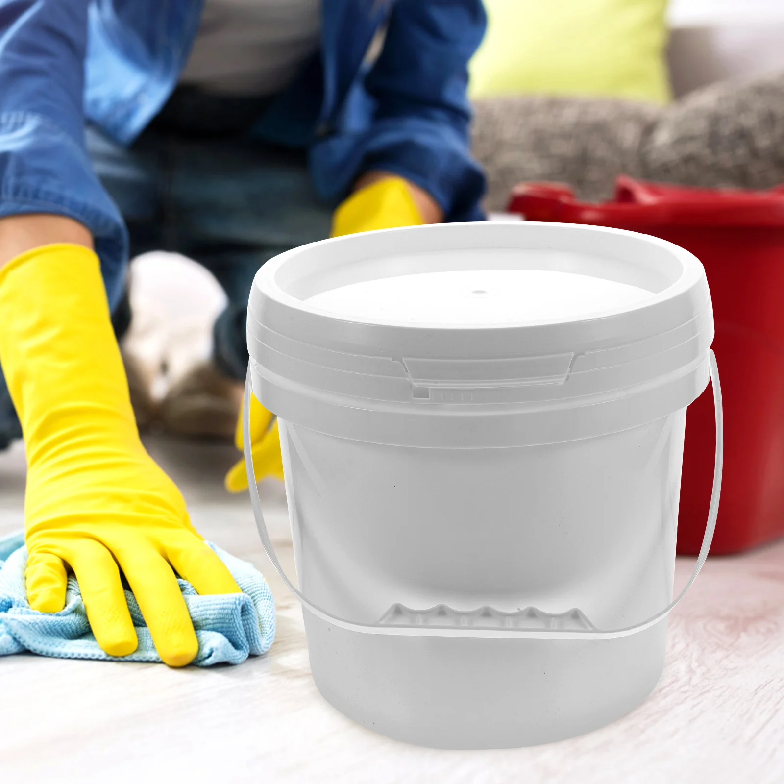 

Food Grade Sealed Bucket Thick Plastic Storage Ergonomic Handles Airtight Lid Safe Paint Container Water Oil Holder White