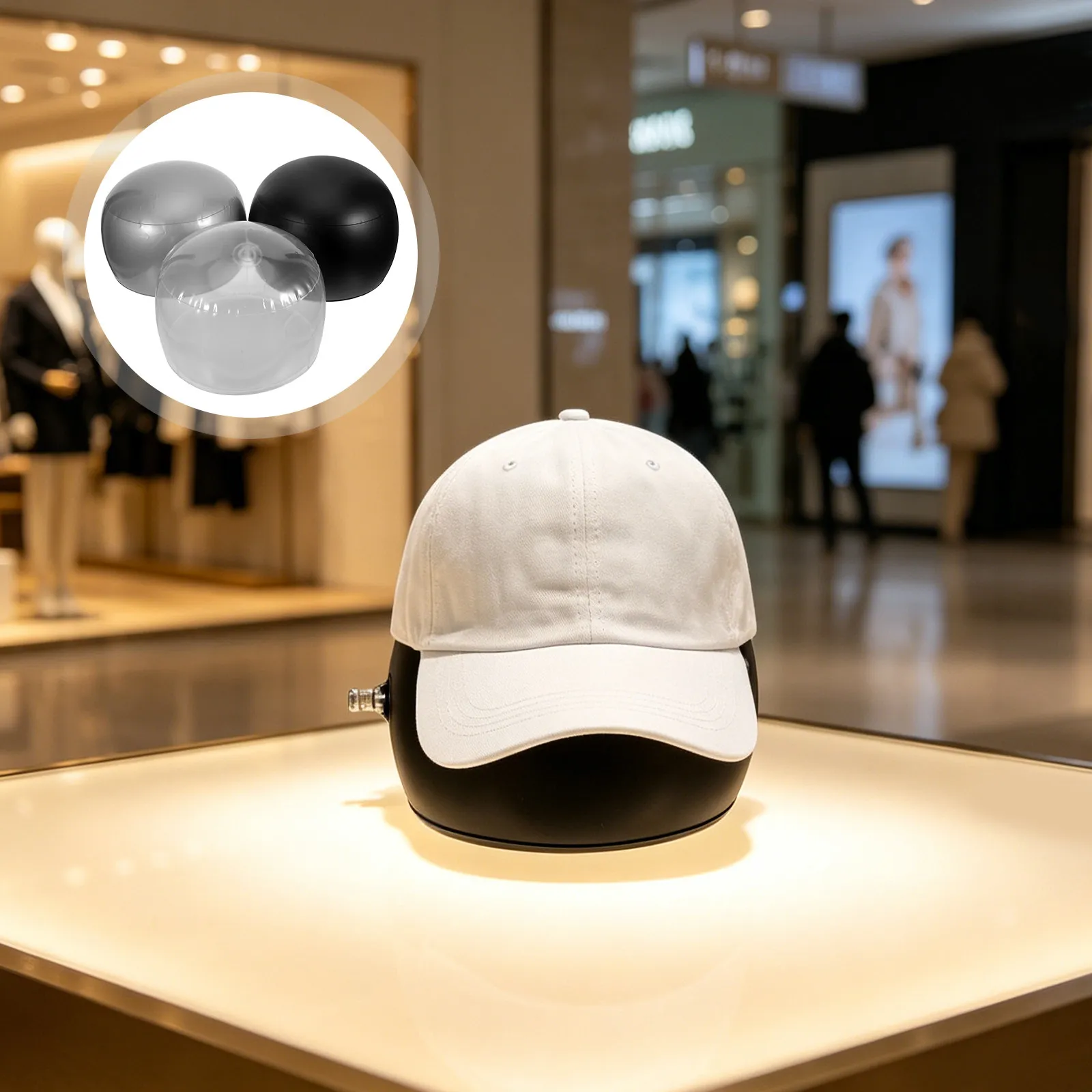 3Pcs Inflatable Hat Display Stand PVC Portable Cap Holder for Baseball Caps Berets Bucket Hats Tabletop Store Use