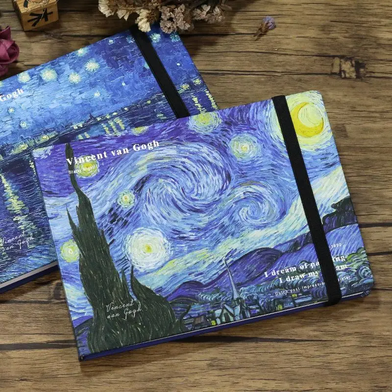 A5 Van Gogh Monet Sketchbook Thickened Blank Sketchbook Diary Retro Literature and Art Hand Painted Oil Painting Painting Book