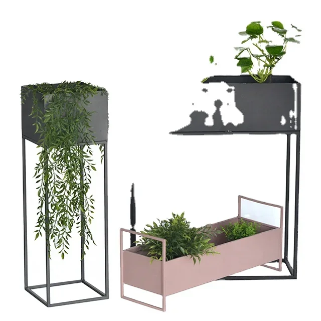 Garden Planter Outdoor Standing Planting Box and Multi-function Plant Stand Raised Box Flower Rack HQZ Metal Home Decor Steel