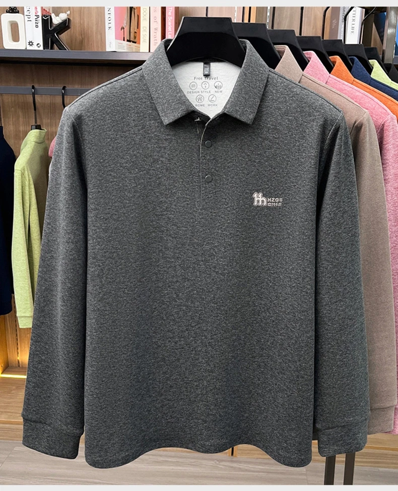 Marke Mode Buchstaben Muster Langärmel Polo-Shirt Herren Luxus Herbst Neues Leicht Komfort Geschäftsbereich Freizeit Flip-Kragen T-Shirt – Detail 15