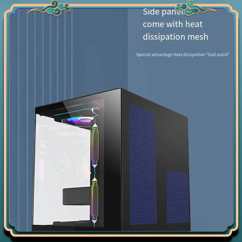 ABJG-PC ケース シービュールーム ゲームコンピュータ デスクトップ M-ATX マザーボード 両面強化ガラス PC ゲーマーキャビネット