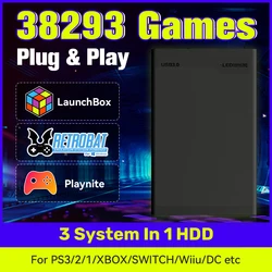 Hyper Base MIX 500G Retro Gaming HDD Launchbox&Playnite&Retrobat for XBOX/PS3/Switch/PS2/PS1/Wiiu/Wii with 38293 Retro&AAA Games