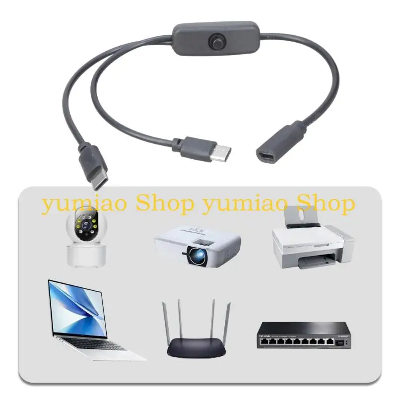 587B USB C Female to Double Type C Male Splitter Cable with switches for Phones