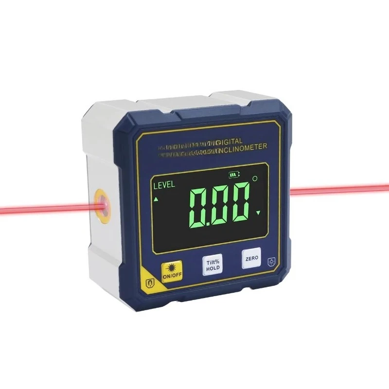 

2-Sided Laser Digital Inclinometer Aluminum Frame with 4-Sided Magnet Rechargeable Battery