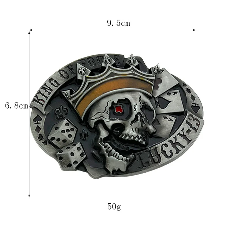 مشبك حزام على شكل جمجمة لاكي من سبائك الزنك على طراز رعاة البقر الغربي للرجال عصري وفريد من نوعه