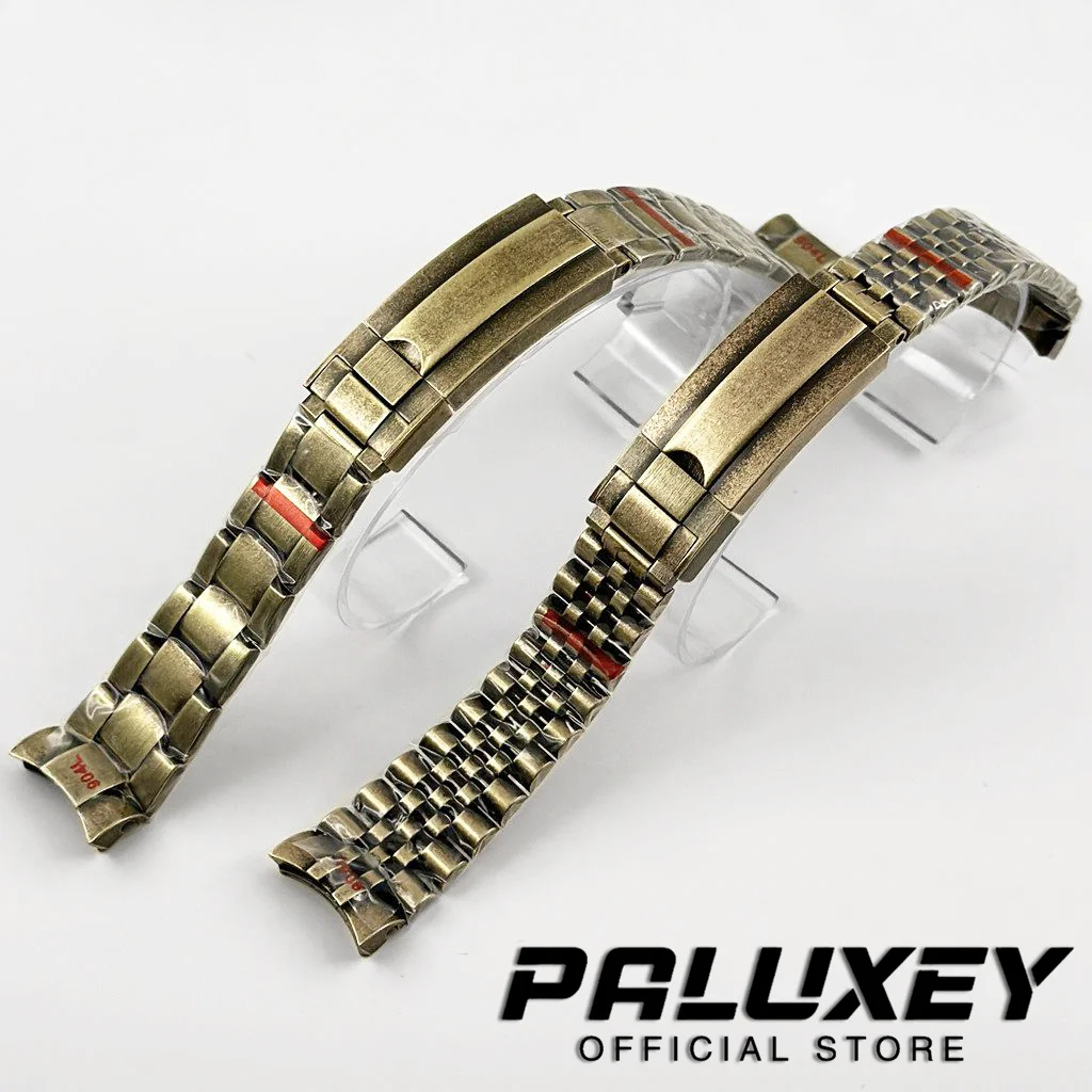 Pulsera de alta calidad de 20mm 904L, correa de reloj de bronce, hebilla plegable, cierre de bloqueo deslizante, correa de acero inoxidable sólido