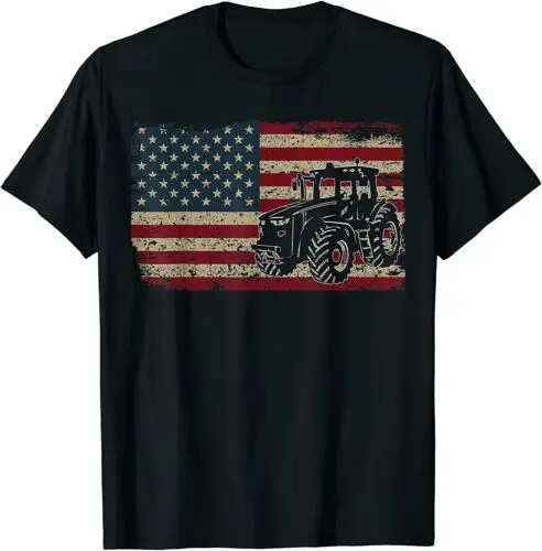 Farm Tractors USA Flag Patriotic Farming Gift T-Shirt