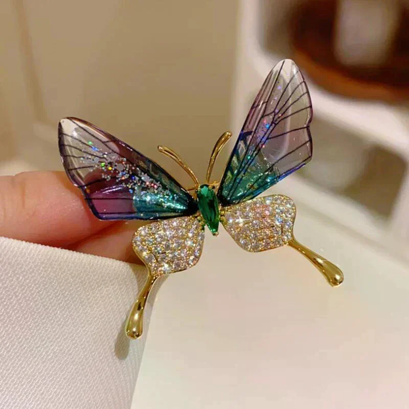 Explosion-proof Butterfly Brooch Insect Corsage Women's Accessory Acrylic Transparent Wings High-grade Clothing Pin