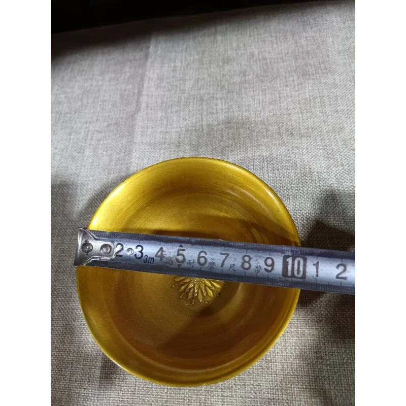 Play Collectible Crafts Copper-Colored Gemstone Bowl with Correct Shape and Fine Workmanship Water Offering Cup for Buddha Hall
