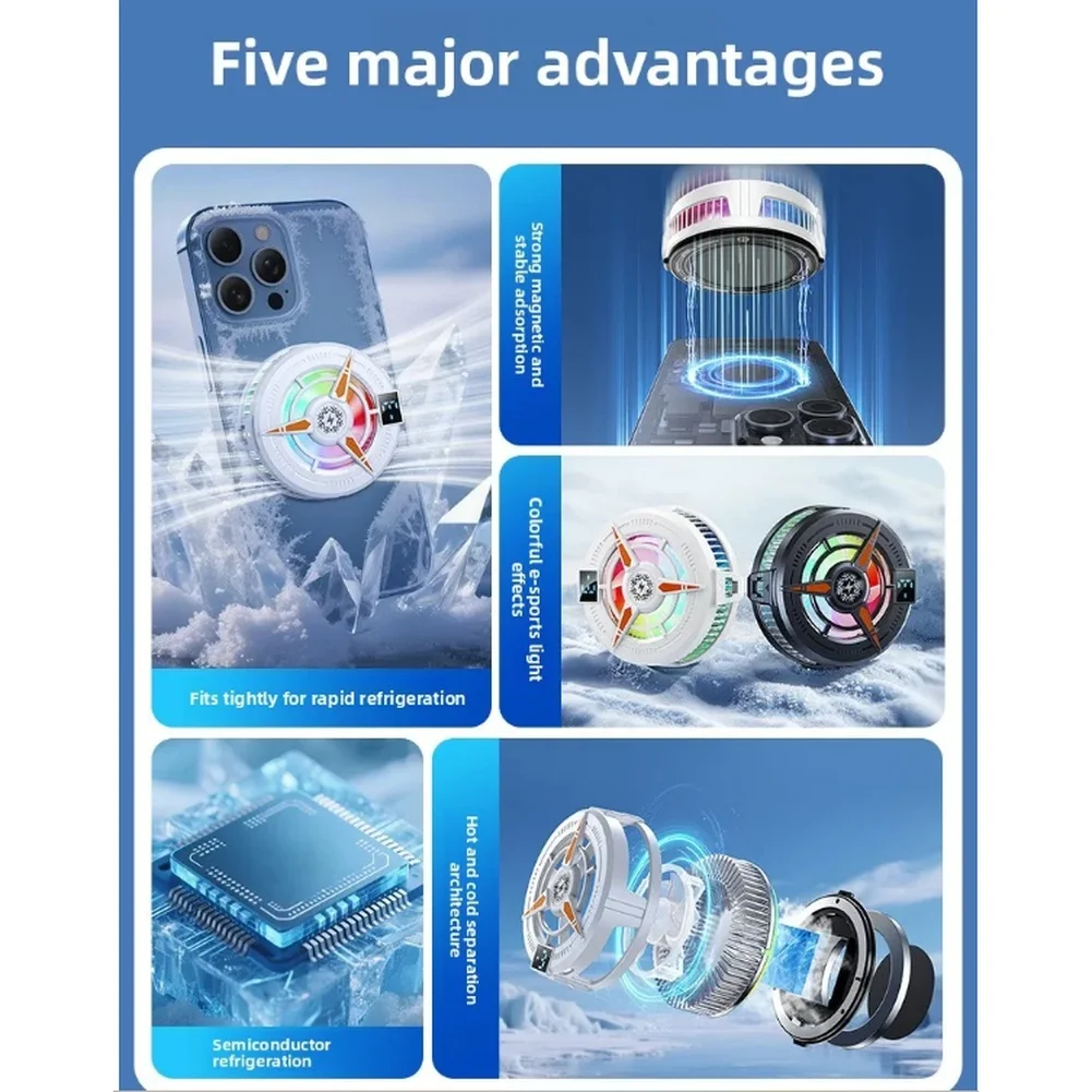 Solid For Gaming Tablet Streaming RGB Light Digital Display Cooling Fan Magnetic Semiconductor Phone Cooler Freezing Radiator