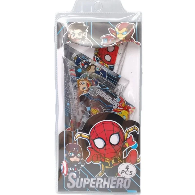 Marvel Spider-Man Cute Fashion Ruler For Primary School Students Four-piece Set Cartoon Anime Cool Novel Q Version 15cm Ruler