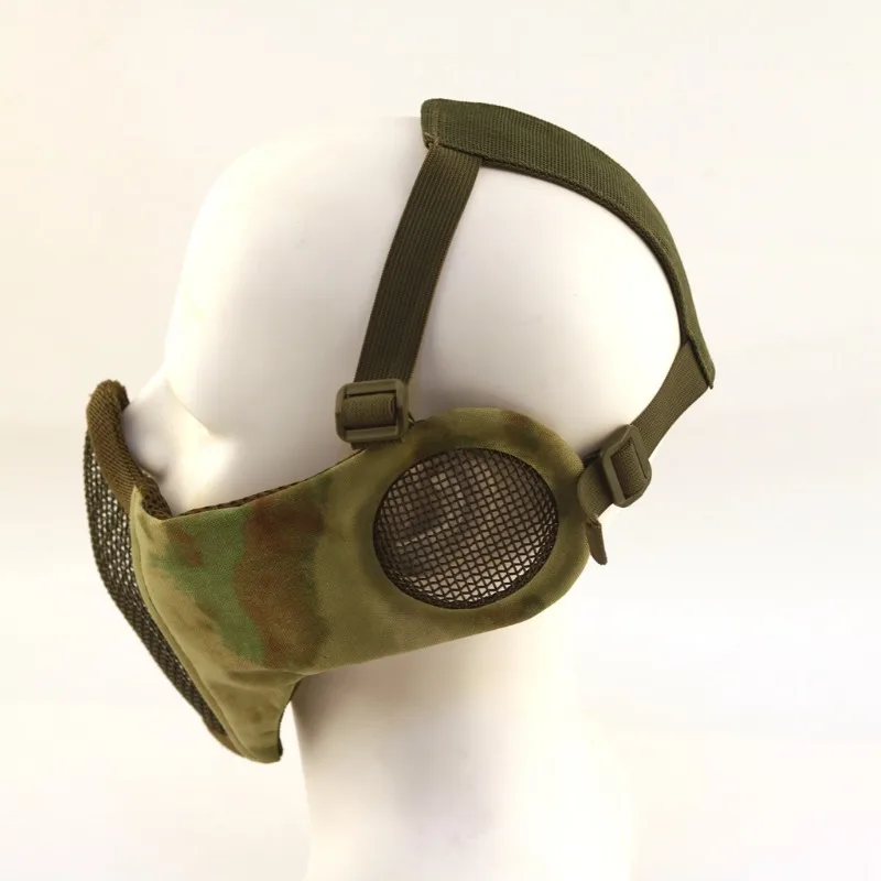 Steel Wire Mesh Mask Half Face Protective Cover Outdoor Field Game CS Activity Tactical Camouflage Training Face Guard Gear view 3