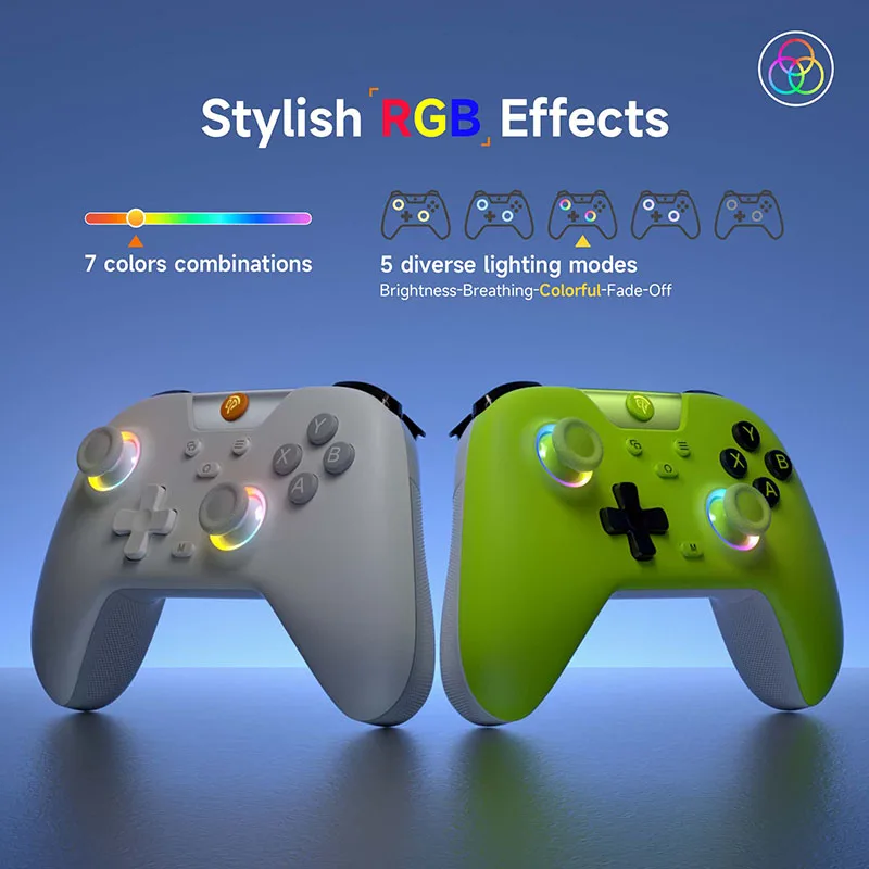 EasySMX X05 무선 게임 패드 블루투스 게임 컨트롤러, PC, 전화, 스위치, 스팀 게이머와 호환, RGB 조명, 홀 효과