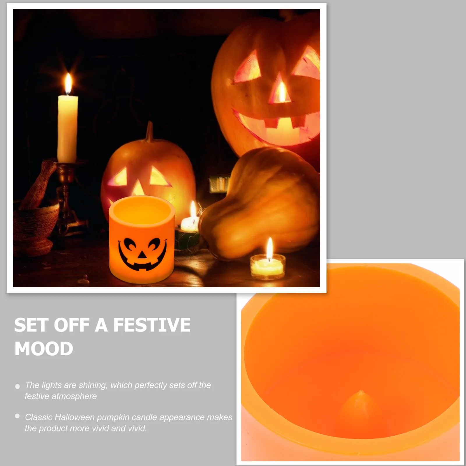 

2Pcs C Lamp Halloween LED Pumpkin Light Decor Electronic Wax C les Party Tabletop Hotel Display Durable Friendly