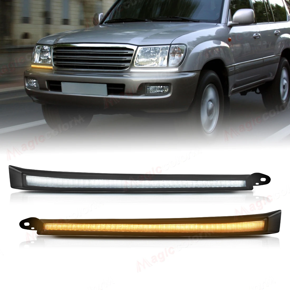 

Для Toyota Land Cruiser 4500 4700 100 LC100 FZJ100 UZJ100 98-07 дневные ходовые огни светодиодные DRL запуск анимации указатель поворота