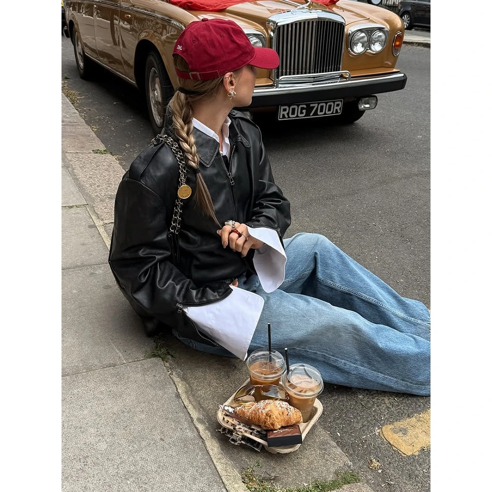 

Faionable Long Sve Pure Color Кожаное пальто-туэт с воротником-стойкой Personali Trendy ort Sle Мужское пальто с застежкой-молнией