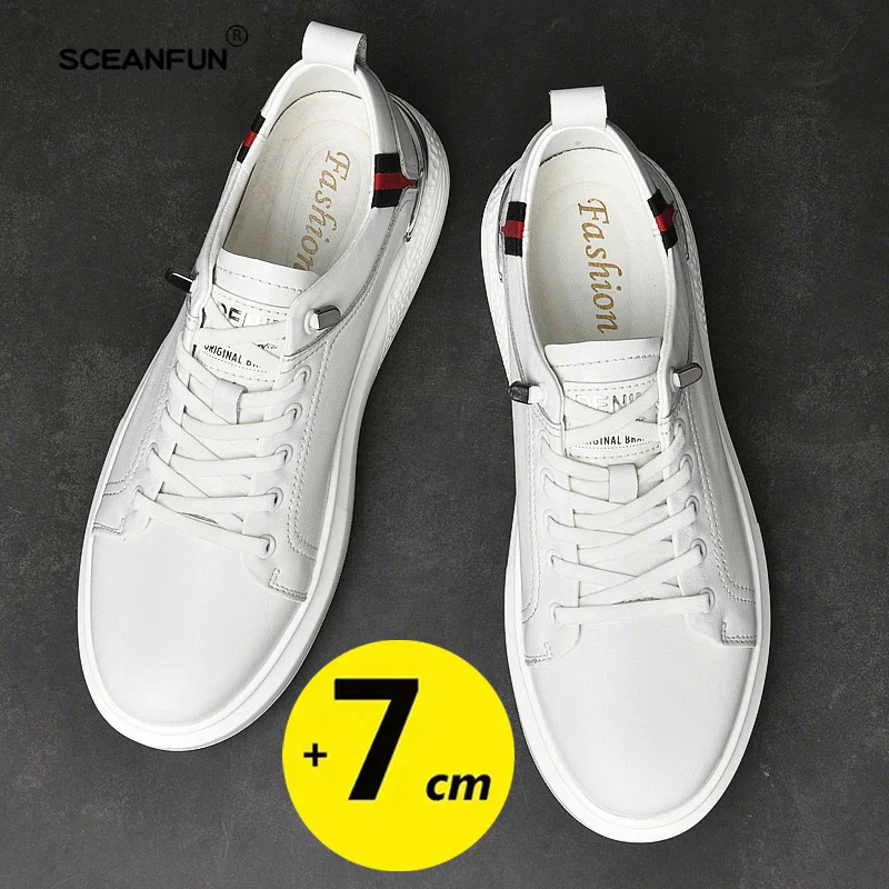 Elevator shoes for man height increase 7cm 2024 Luxury sneaker Genuine Leather Men's Hidden Heels Casual Shoe Heights Genuine Le