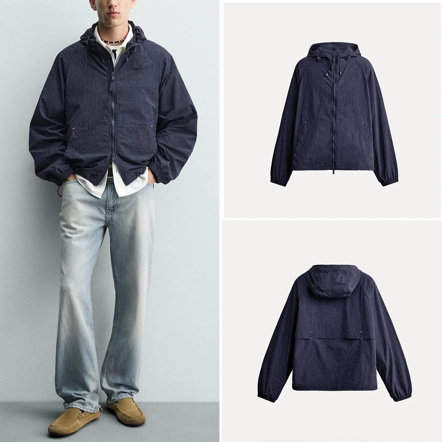 Loose Fit Men's Jacket 2026 Summer Collection Windproof Hooded Coat Durable Material Long Sleeve Standard Edition ZADATA Brand
