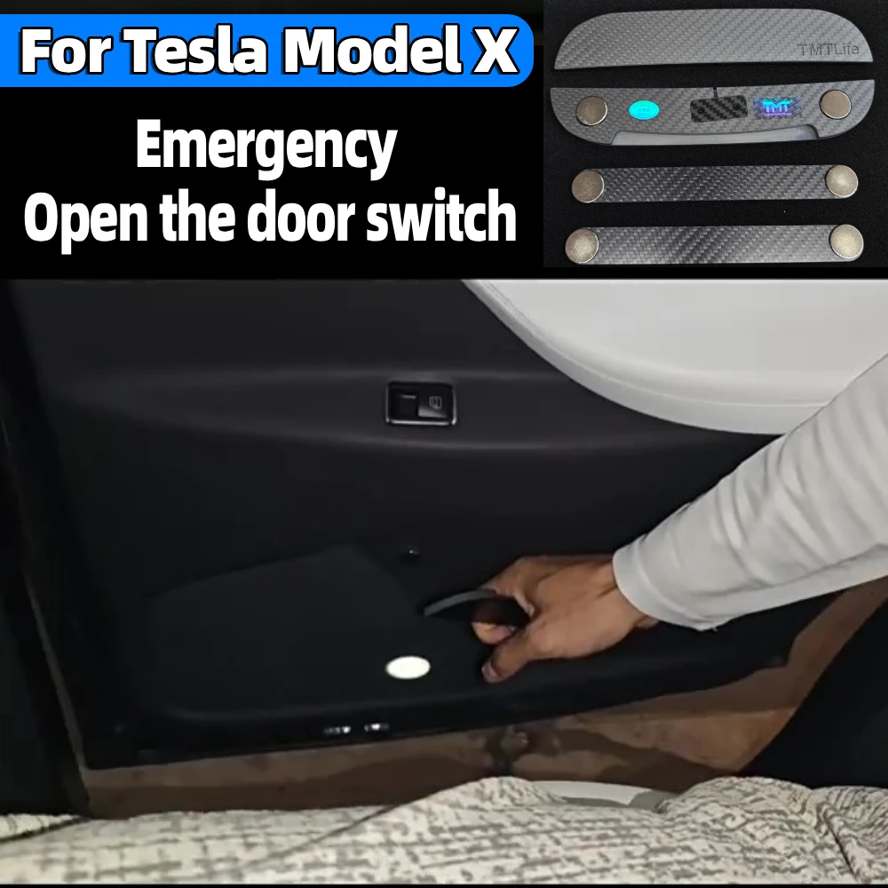 Car Door Release Emergency Handle Carbon Fiber Manual Safety Pull Device Auto Eagle Wing Gate Escape Puller for Tesla Model X