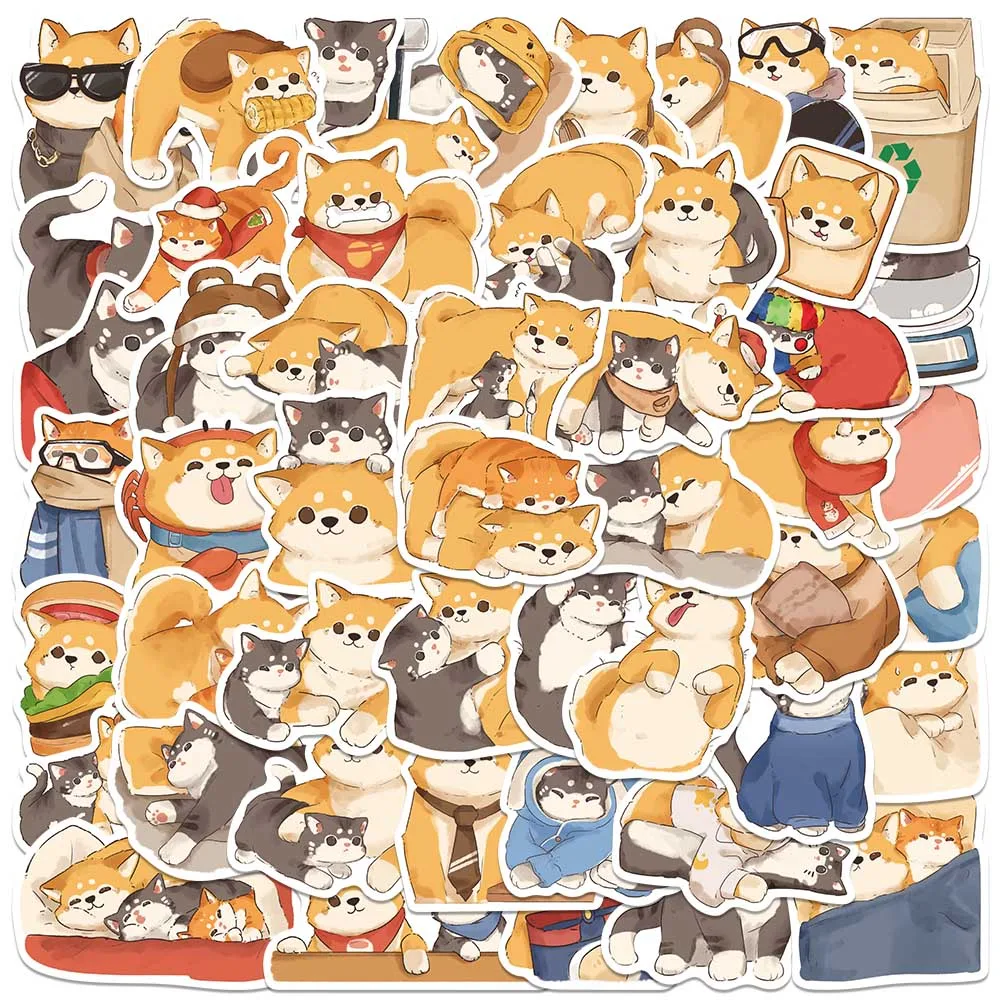 

50pcs Retro Cute Cartoon Animals Dogs Cats Stickers For Laptop Water Bottle Luggage Notebook Waterproof Graffiti Vinyl Decals