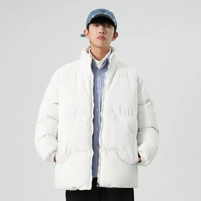 Winter Parkas Cotton Coat Men's Women's Jacket Warm Couple Puffer Jacket Thick Windproof Outerwear Stand-up Collar Long Sleeve