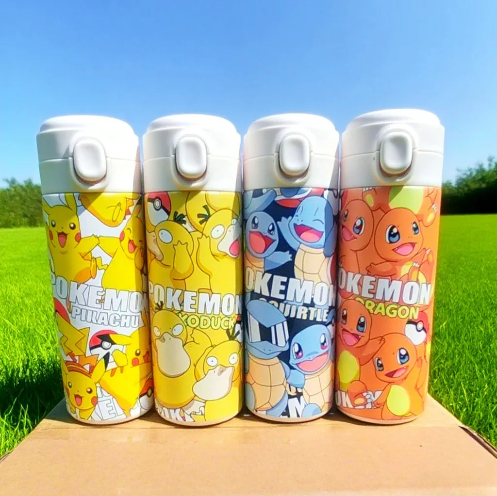 

420ml Pikachu cup insulated cup stainless steel pea cup portable water cup sports cup Insulation for 0-6 hours Children's Day gi
