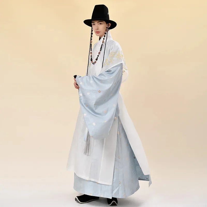 20 Hanfu الرجال Hanfu الهانبوك الذكور سلالة مينغ الملابس التقليدية مرحلة الرقص أداء زي القماش الآسيوي التقليدي القديم