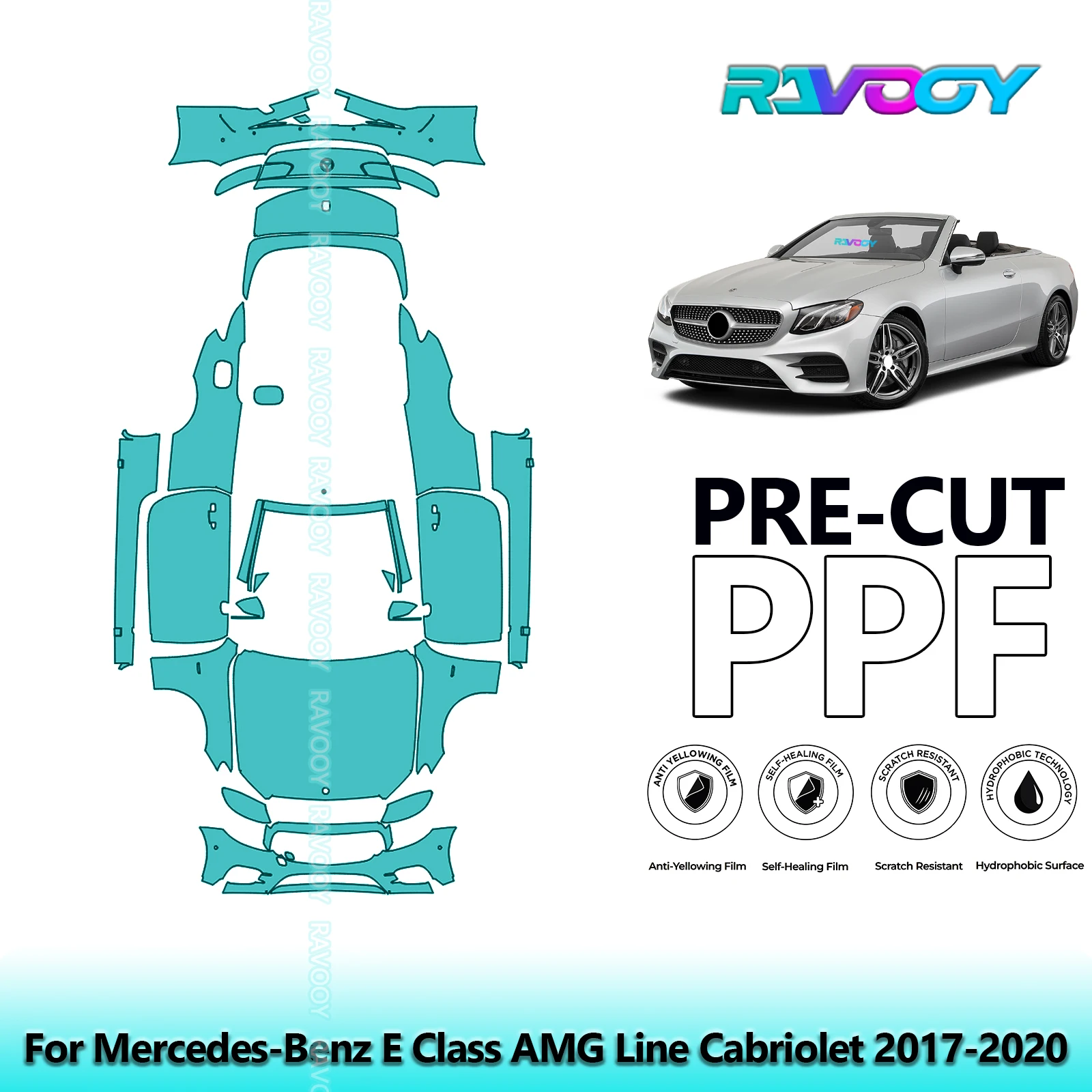 

Full Vehicle Clear Bra Precut PPF Paint Protection Film For Mercedes-Benz E Class AMG Line Cabriolet 2017-2020
