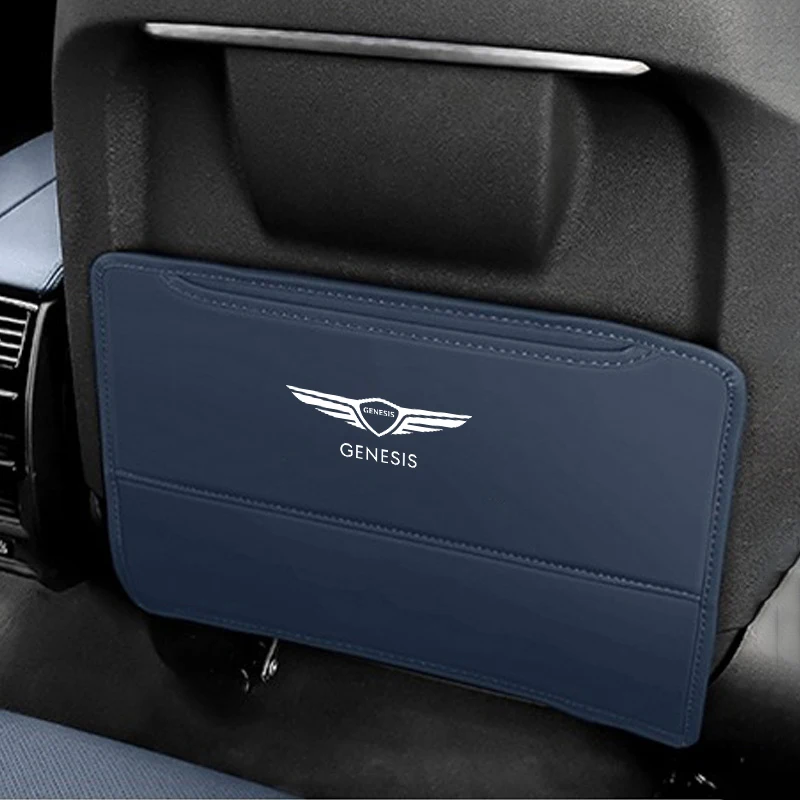 1pcs High Quality Car Seat Back Protector Anti Kick Pad Prevent Dirt Leather Cover For Genesis EQ900 G70 G80 G90 GV60 GV80 GV90