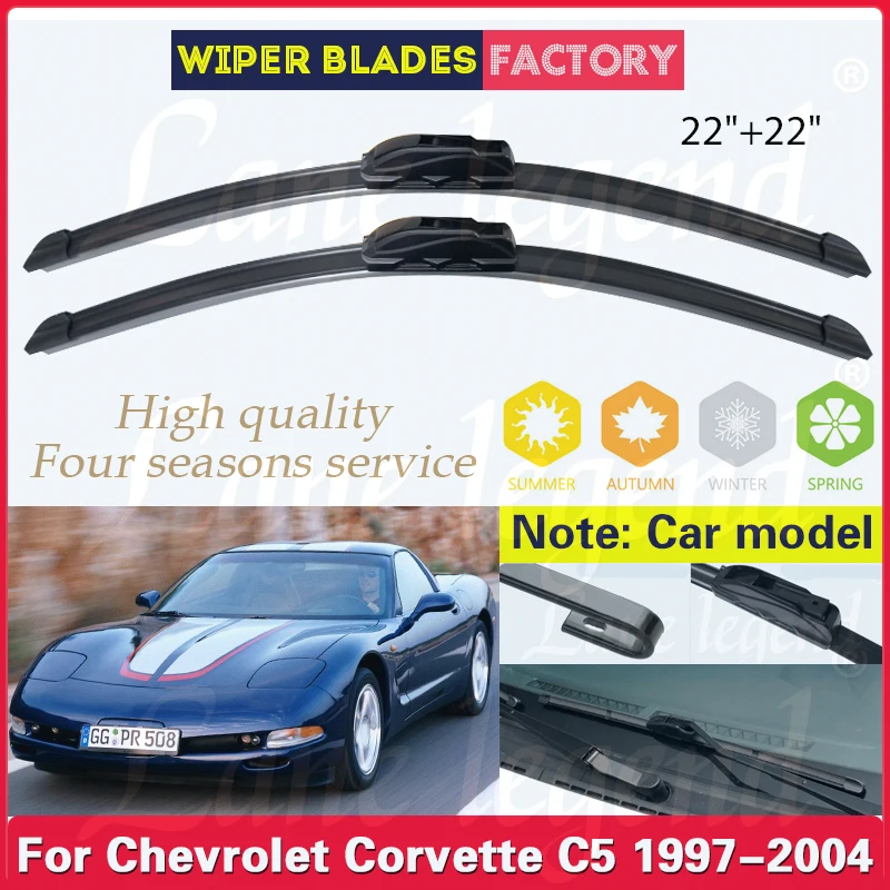 

For Chevrolet Corvette C5 1997-2004 Wiper Front Wiper Blades Windshield Windscreen Window Brushes Cutter Auto Accessories 22"22"