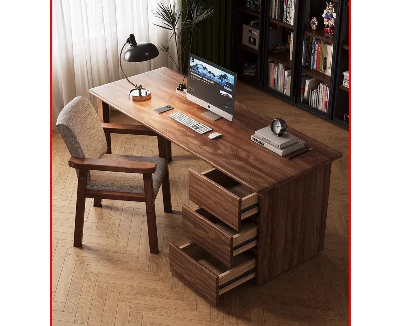 

Стол из массива ореха, домашний компьютерный стол с боковым шкафом, студенческий учебный письменный стол