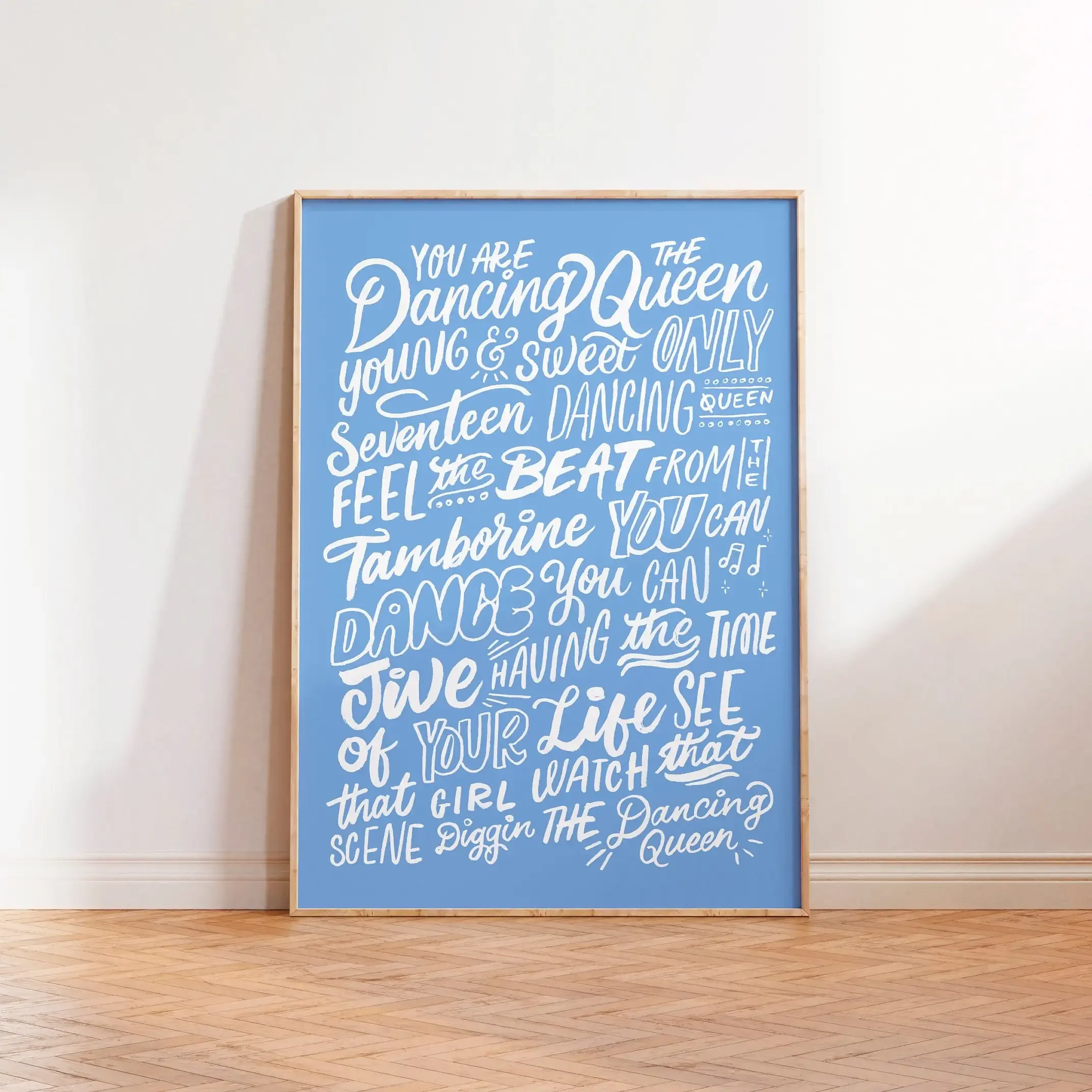 Dancing Queen Abba Song Lyrics Canvas Poster  Hand Lettering Wall Art Print  Positive Quote Birthday Gift  Home Decor Wall Decor