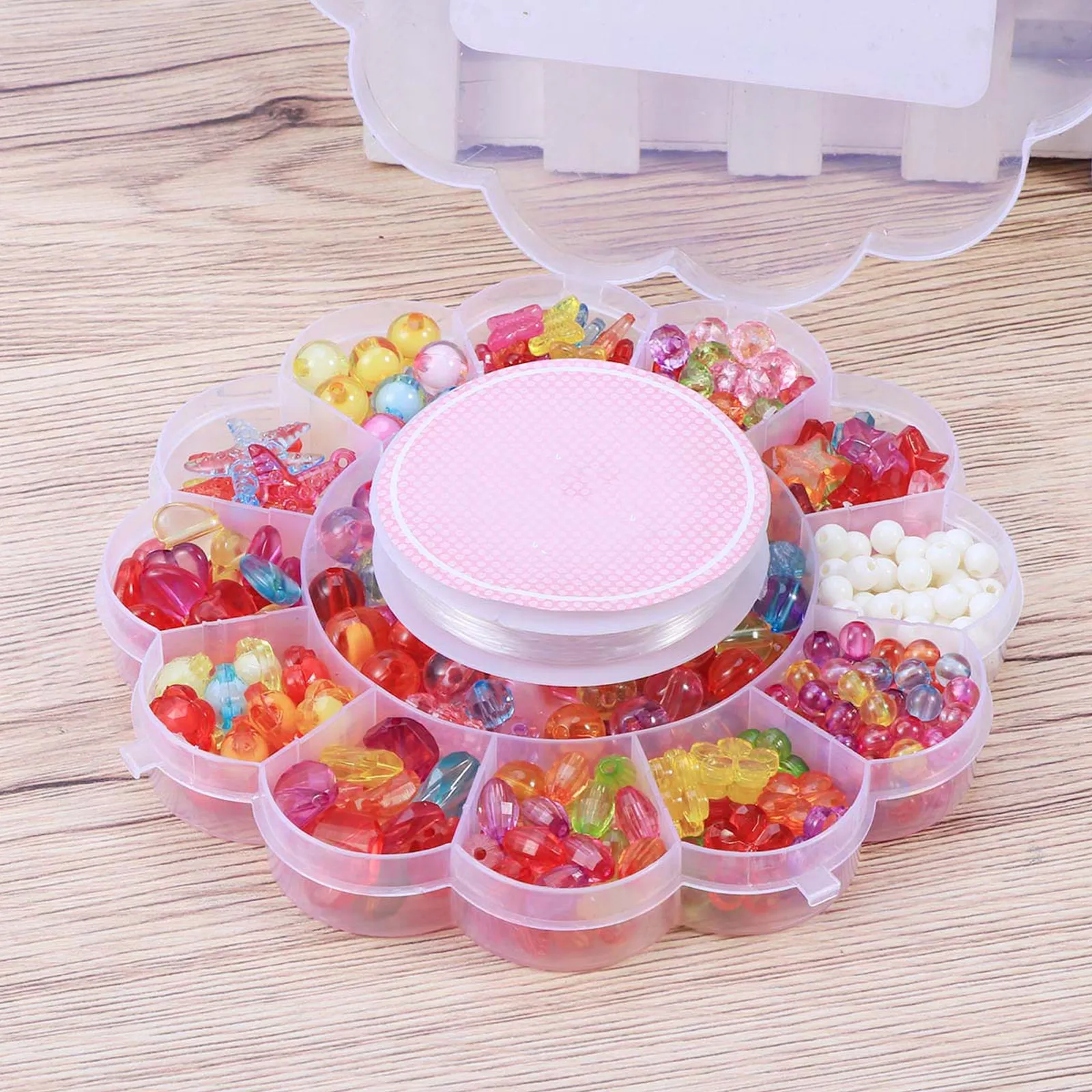 1Set DIY Children Beads Kit Educational Jewelry Making Craft Kits Colorful Assorted Shapes Enhance Creativity Logical Thinking