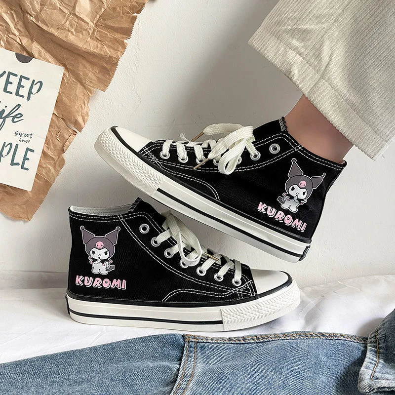 Kawaii Saniro Kuromi Shoes Harajuku Girl Canvas Female Shoes Student Cute Cartoon Casual Kuromi Skateboard Shoes