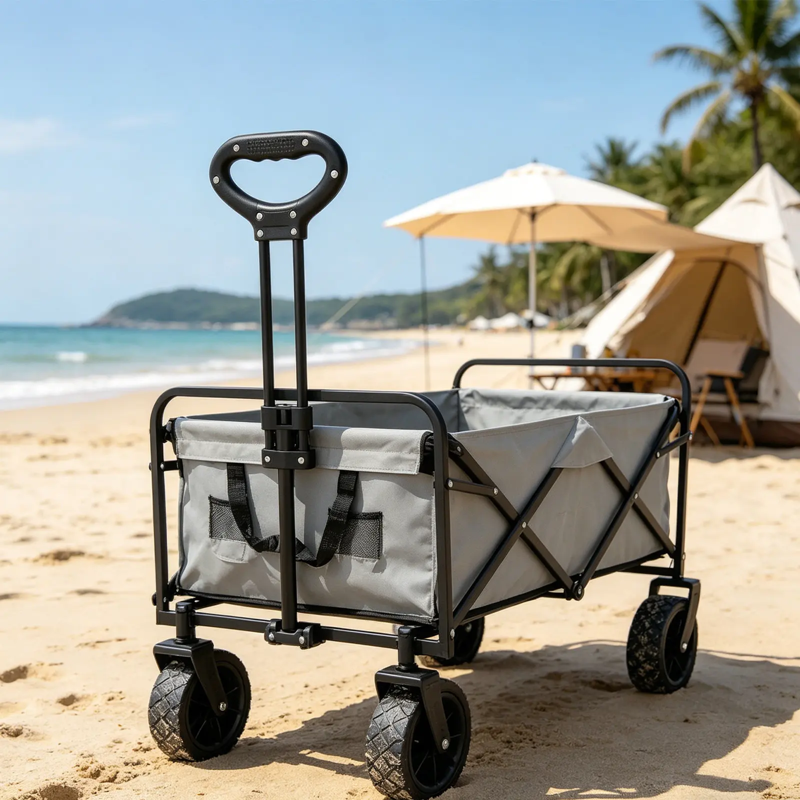 Wagon Cart Replacement Handle Adjustable Telescopic Heavy Duty Push Pull for Folding Wagons Outdoor Camping Trolley Accessories