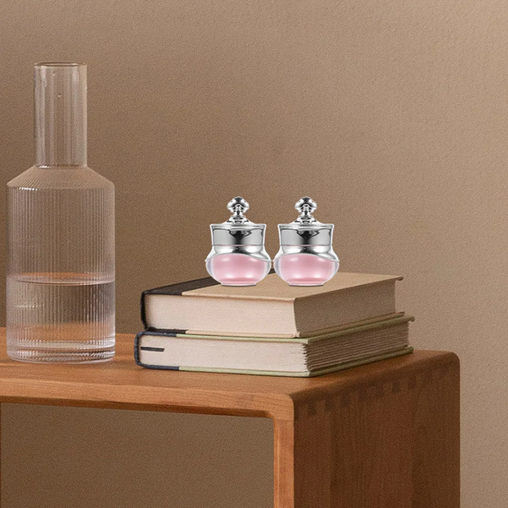 

6pcs Acrylic Crown Bottle Pink Empty Containers Wide Mouth Cream Jars for Travel Refillable Storage Small Vials Cosmetics